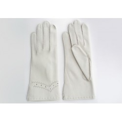 Art. R163 Rękawiczki skórzane damskie, ręcznie szyte.